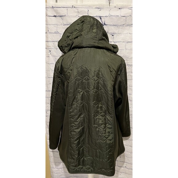 Susan Graver Women's Mixed Media Olive Green Zip Up Coat Jacket Plus Size 1X - Picture 5 of 10